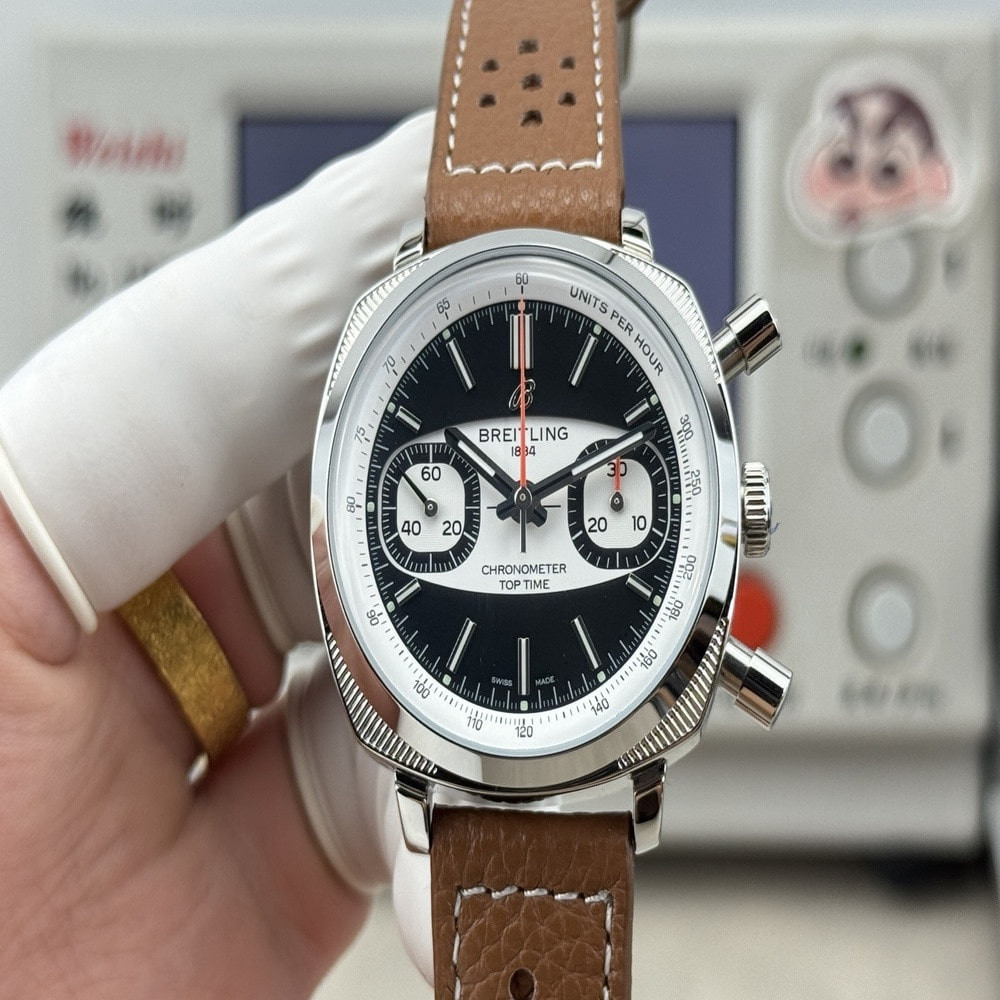 브라이틀링 탑타임 레이싱 38mm 크로노그래프 가죽 시계