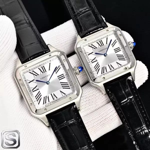 까르띠에 산토스 뒤몽 33mm·38mm 가죽 스트랩 손목시계