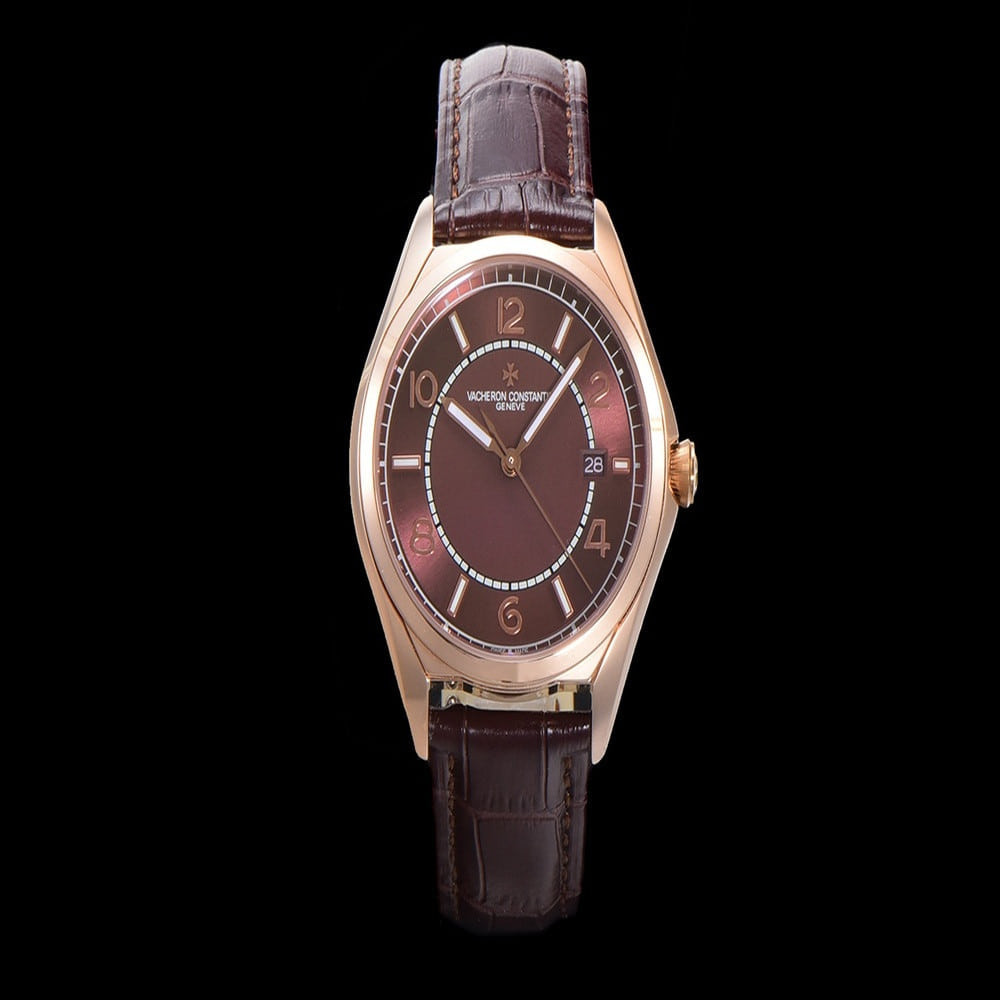 바쉐론콘스탄틴 오버시즈 40mm 브라운 다이얼 가죽 손목시계