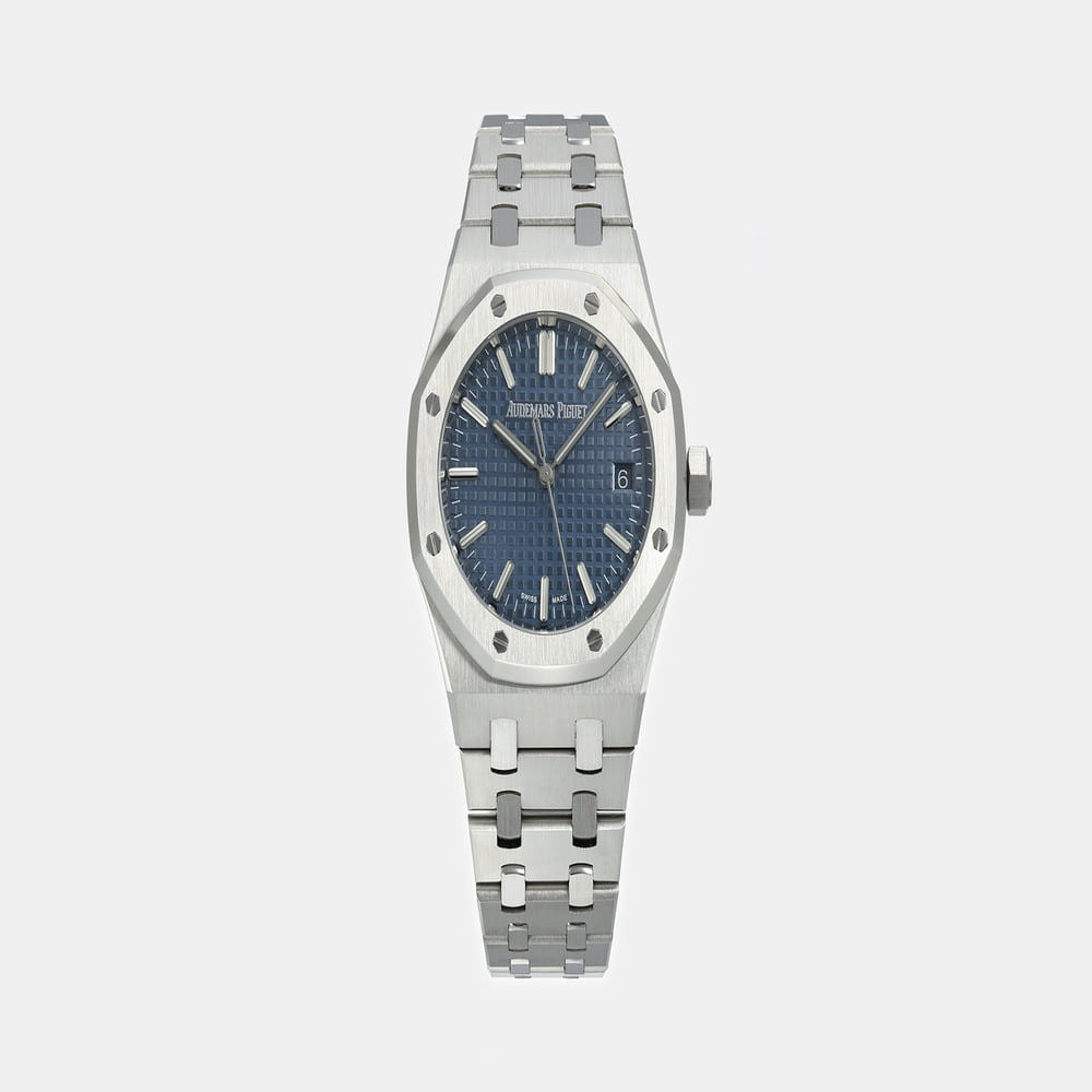 오데마피게 로열오크 15550ST 37mm 블루 다이얼 메탈 시계