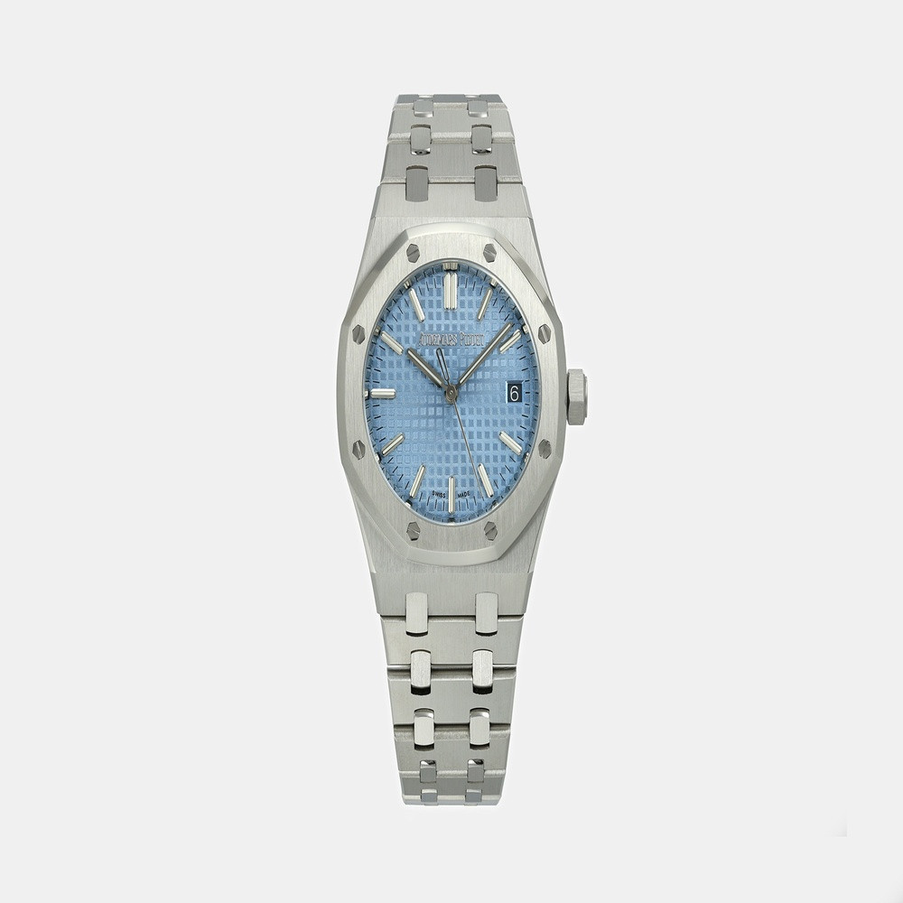 오데마피게 로열오크 15550ST 37mm 블루 다이얼 메탈 시계