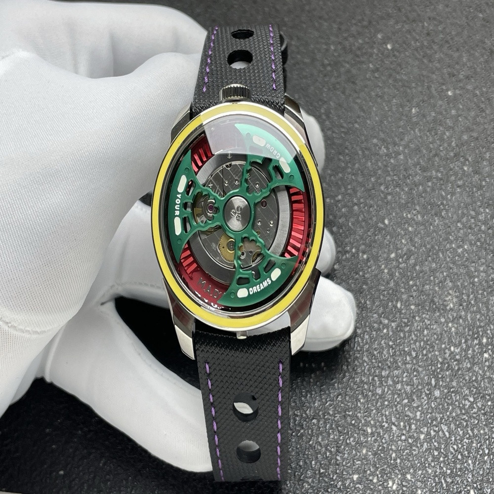 엠비앤에프 MAD1S 42mm 측면 판독 러버 스트랩 기계식 손목시계