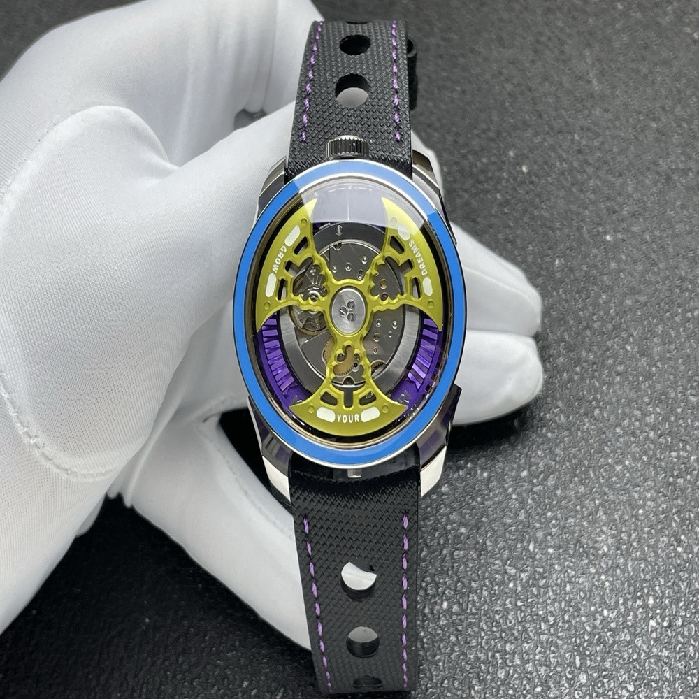엠비앤에프 측면 시간표시 42mm 러버 스트랩 기계식 시계
