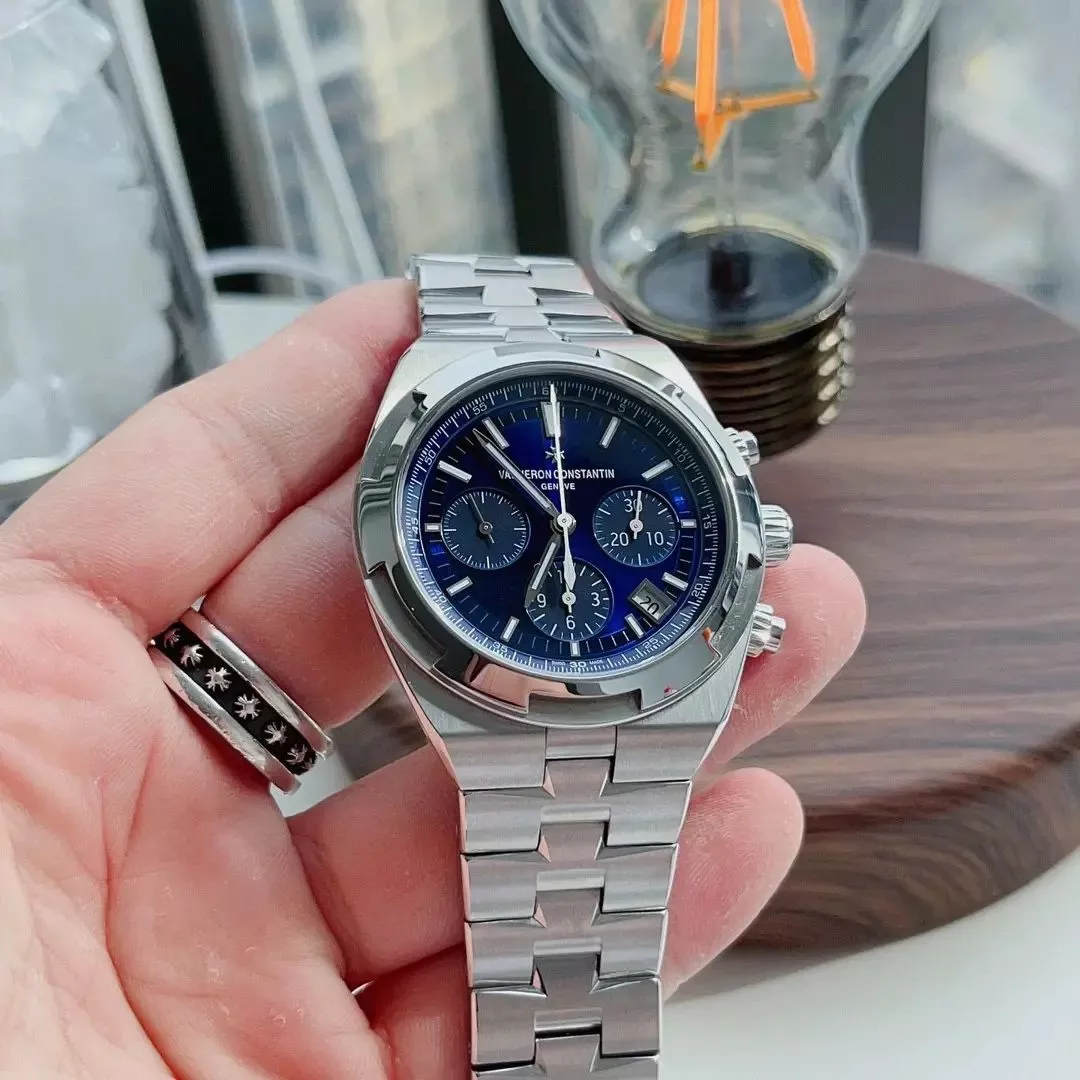 바쉐론콘스탄틴 오버시즈 42.5mm 블루 다이얼 스테인리스 손목시계 상세 이미지 26