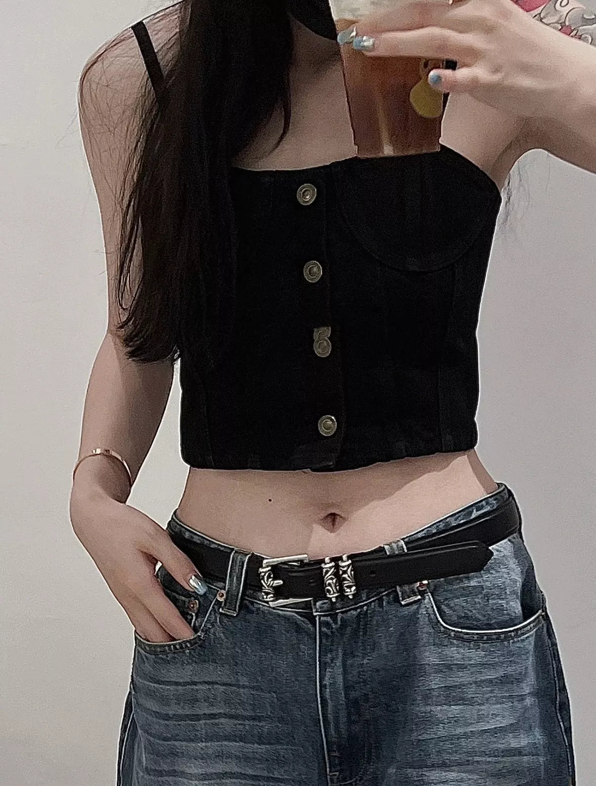 크롬하츠 실버 롤러 버클 슬림 가죽 벨트 상세 이미지 10