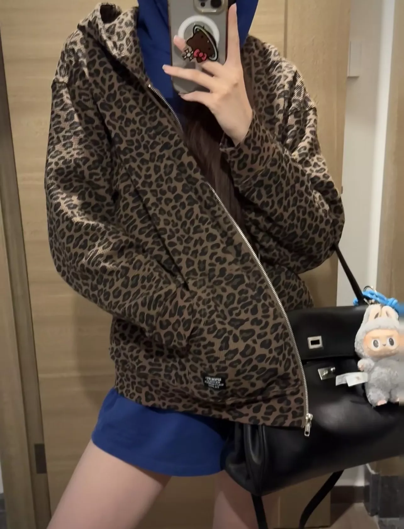 슈프림 레오파드 와플 코튼 후드 집업 재킷 상세 이미지 16