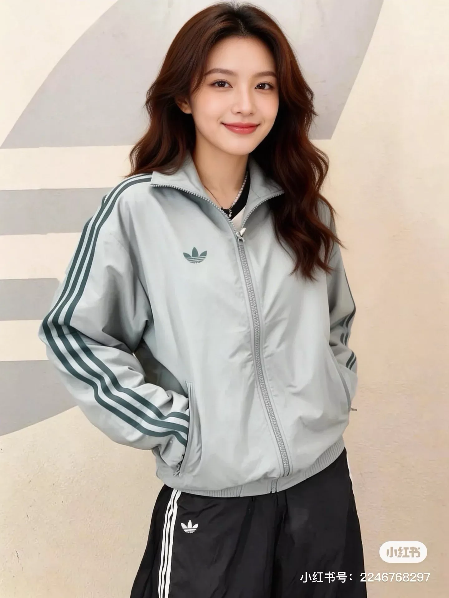 아디다스 삼선 자수 로고 스탠드넥 윈드브레이커 재킷 상세 이미지 57