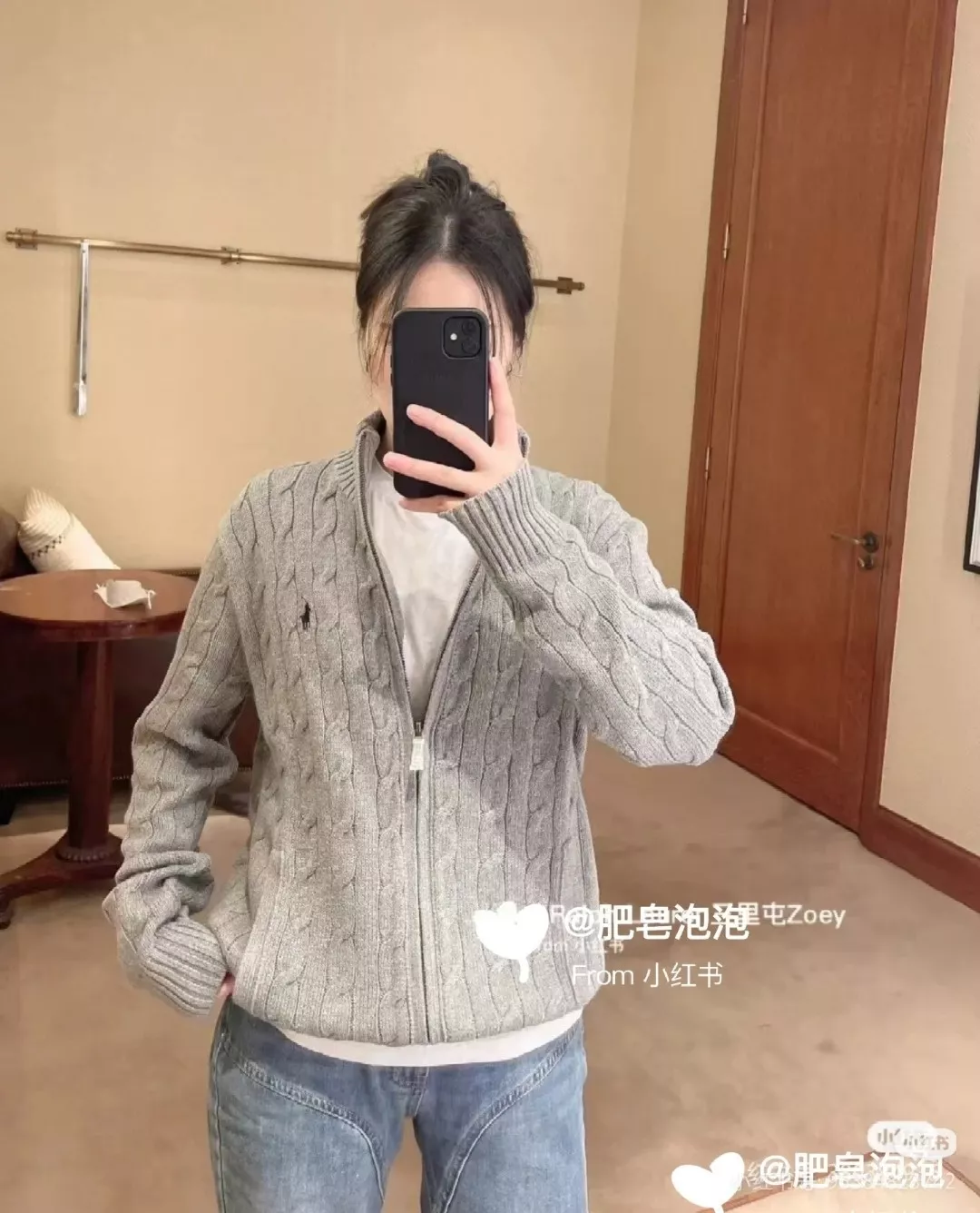 랄프로렌 케이블 니트 포니 자수 집업 가디건 상세 이미지 14