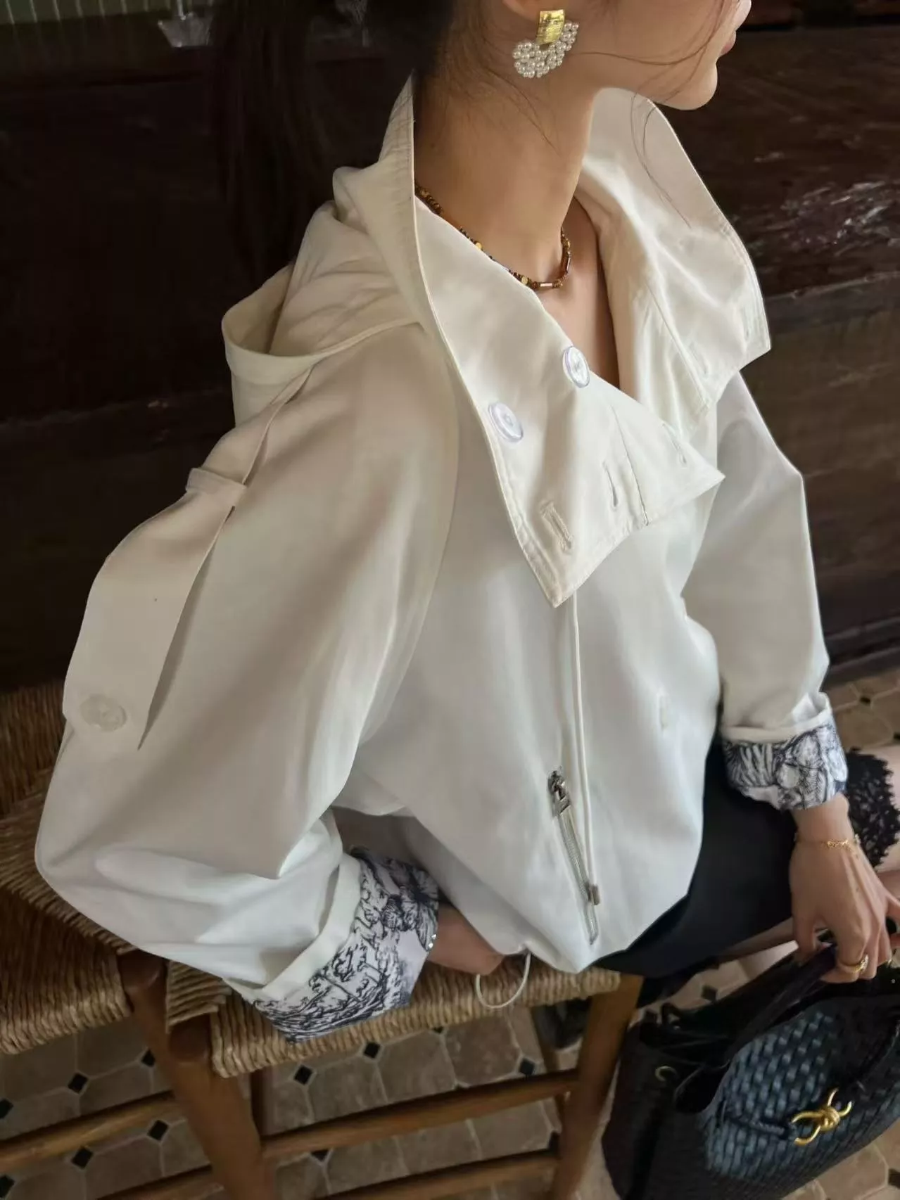 디올 더블브레스트 후드 롱슬리브 윈드 재킷 상세 이미지 16