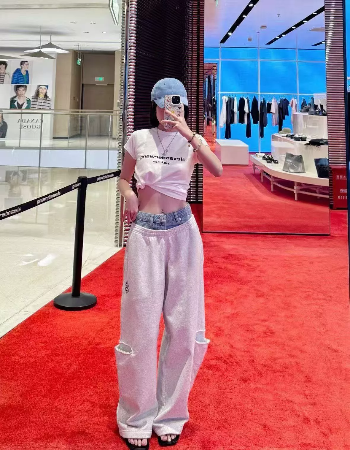 알렉산더왕 레터 자수 데님 레이어드 와이드 팬츠 상세 이미지 12