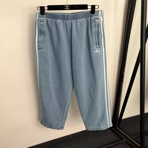 아디다스 삼엽초 자수 사이드 테이프 워싱 데님 팬츠
