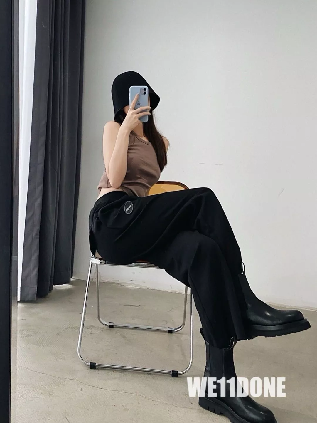 웰던 로고 배지 울 혼방 와이드 슬랙스 팬츠 상세 이미지 13