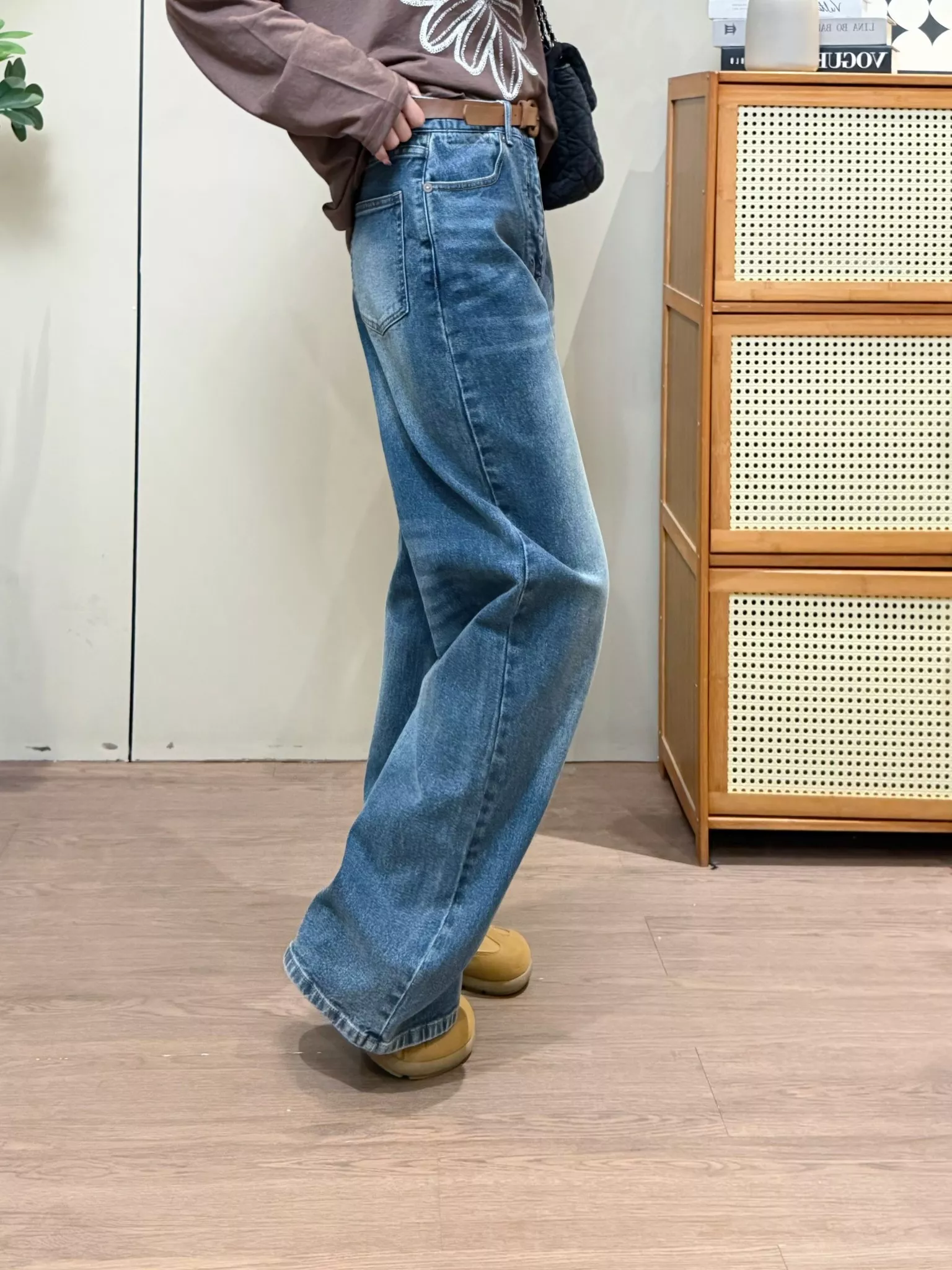 알써틴 하이웨이스트 워싱 스트레이트 데님 팬츠 상세 이미지 42