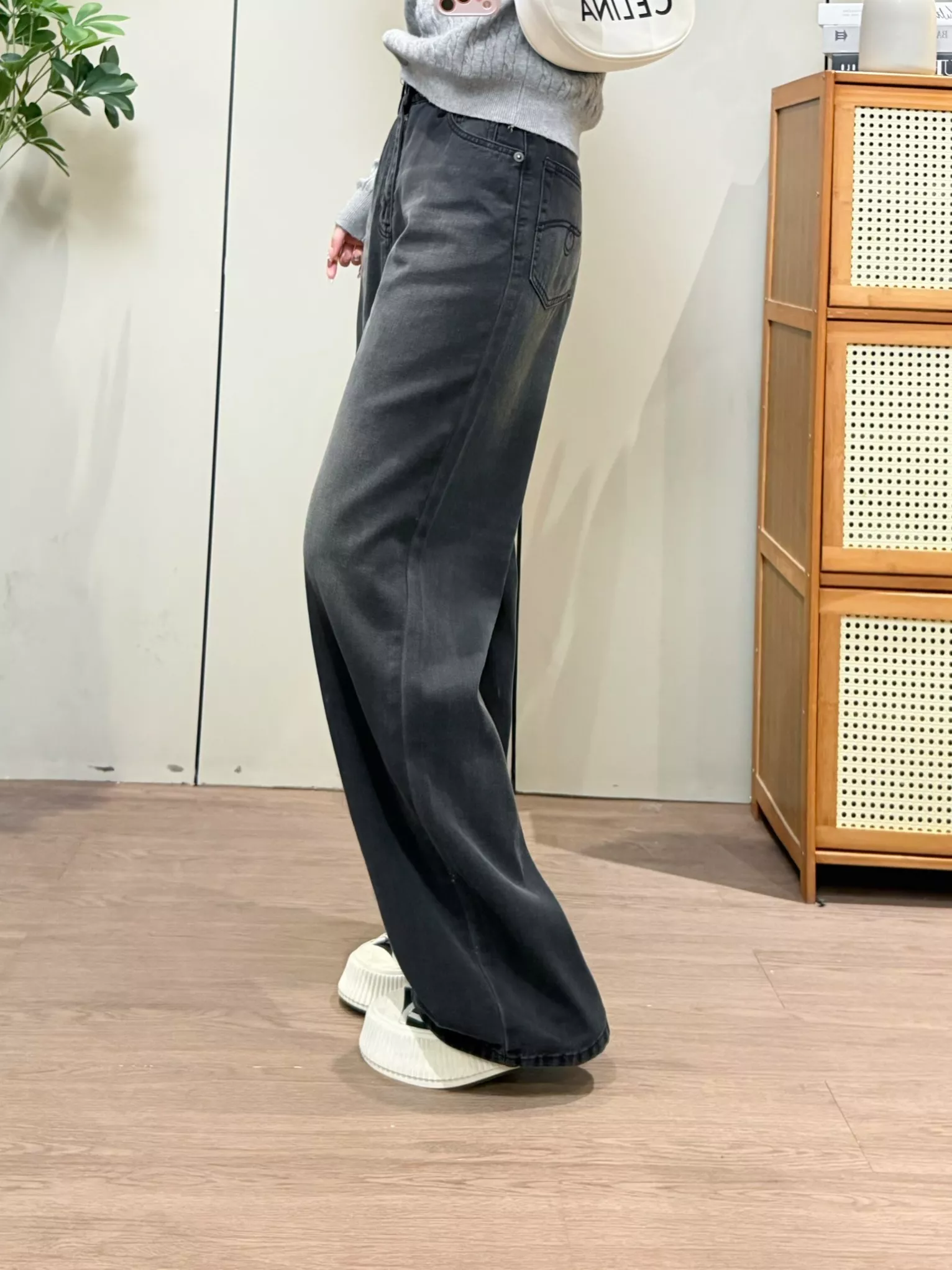 알써틴 하이웨이스트 워싱 스트레이트 데님 팬츠 상세 이미지 33