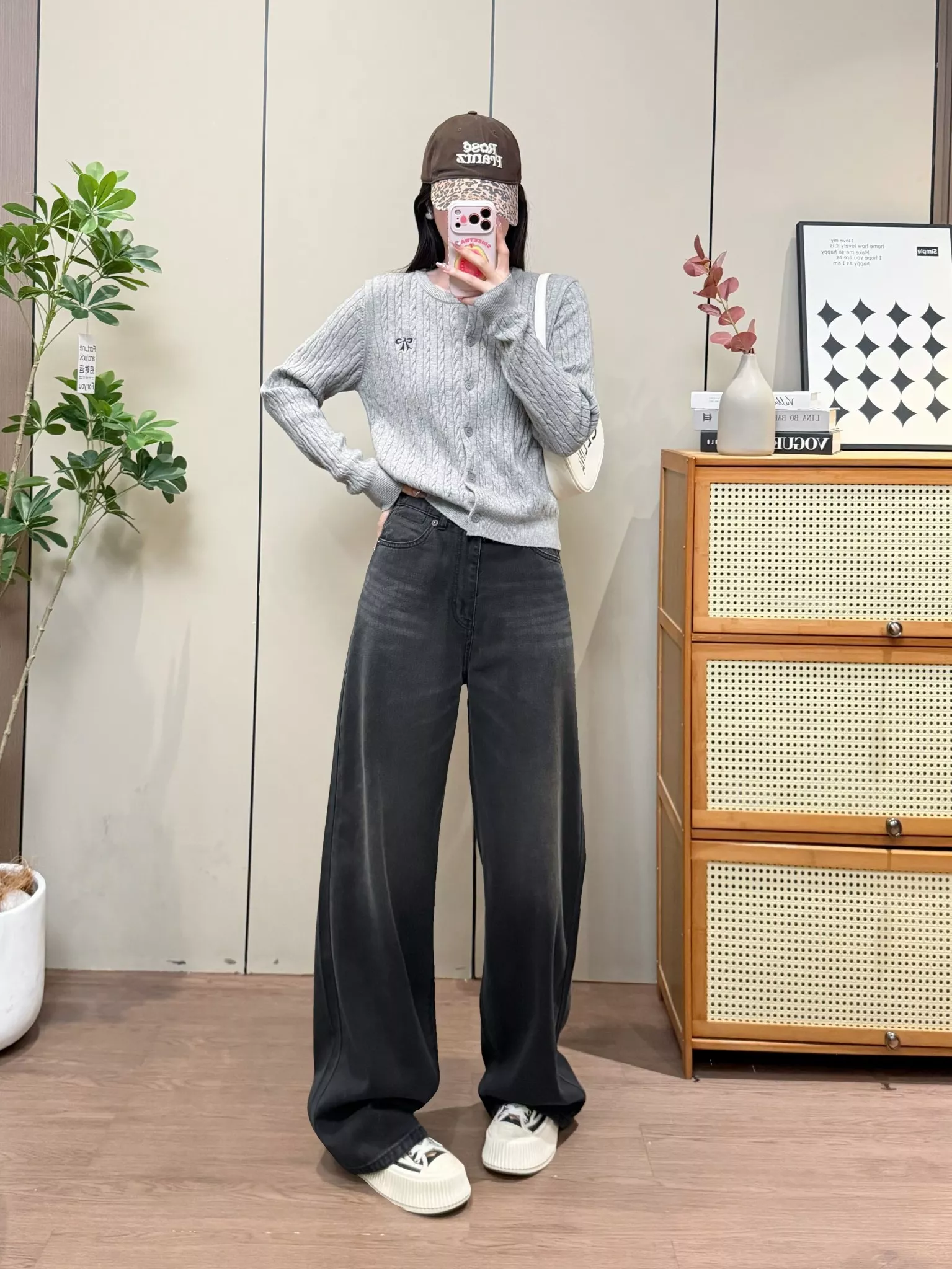 알써틴 하이웨이스트 워싱 스트레이트 데님 팬츠 상세 이미지 28