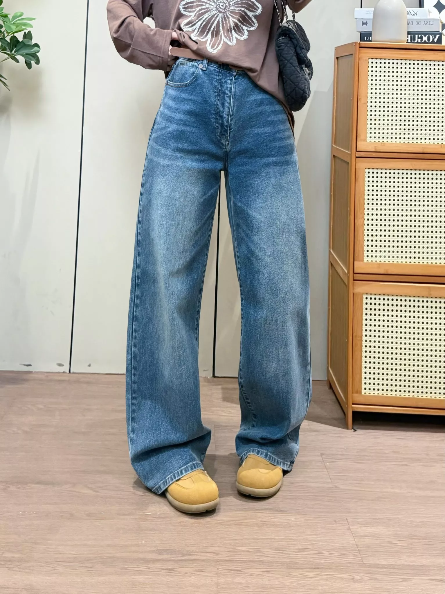 알써틴 하이웨이스트 워싱 스트레이트 데님 팬츠 상세 이미지 45