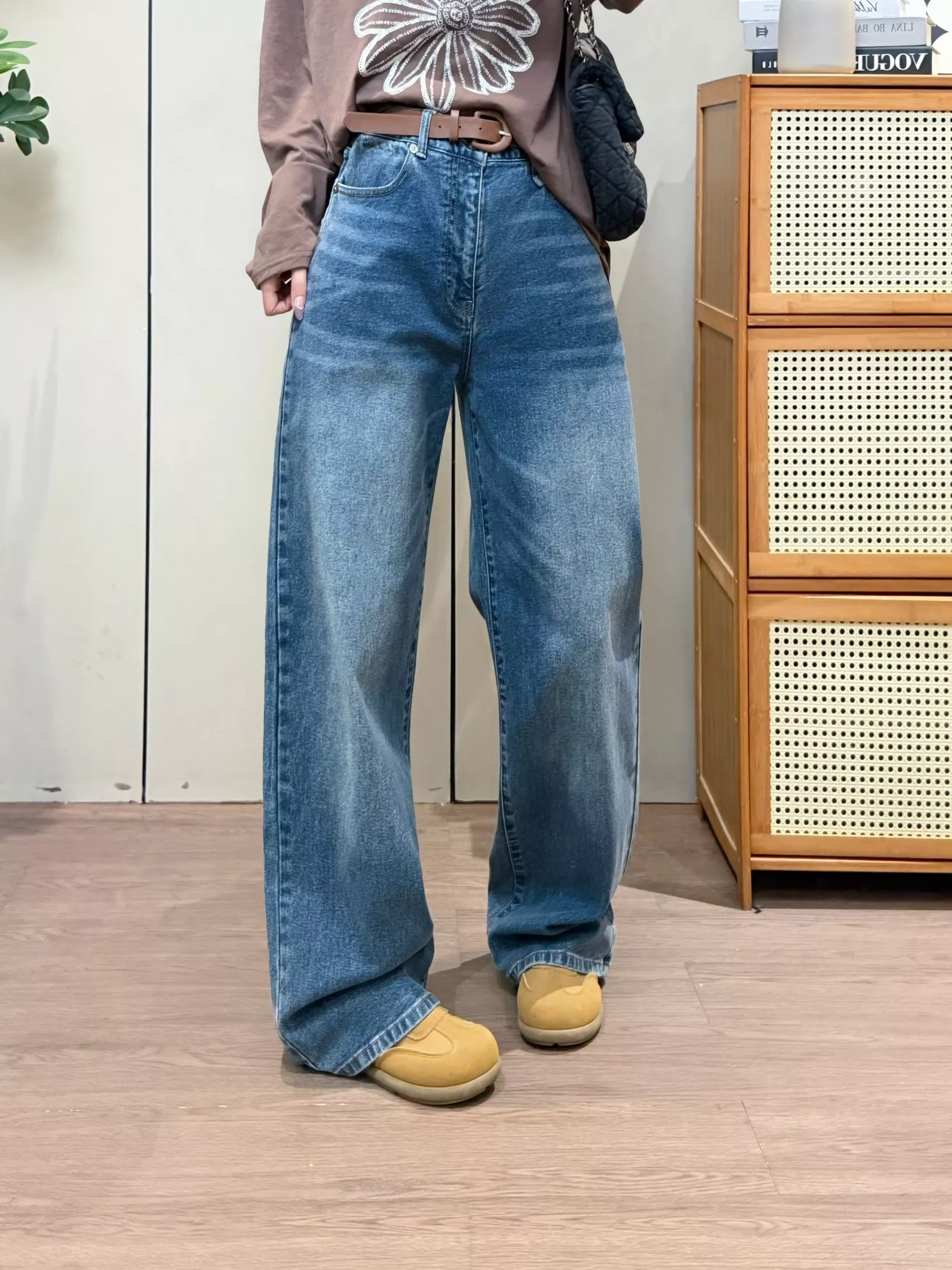 알써틴 하이웨이스트 워싱 스트레이트 데님 팬츠 상세 이미지 40