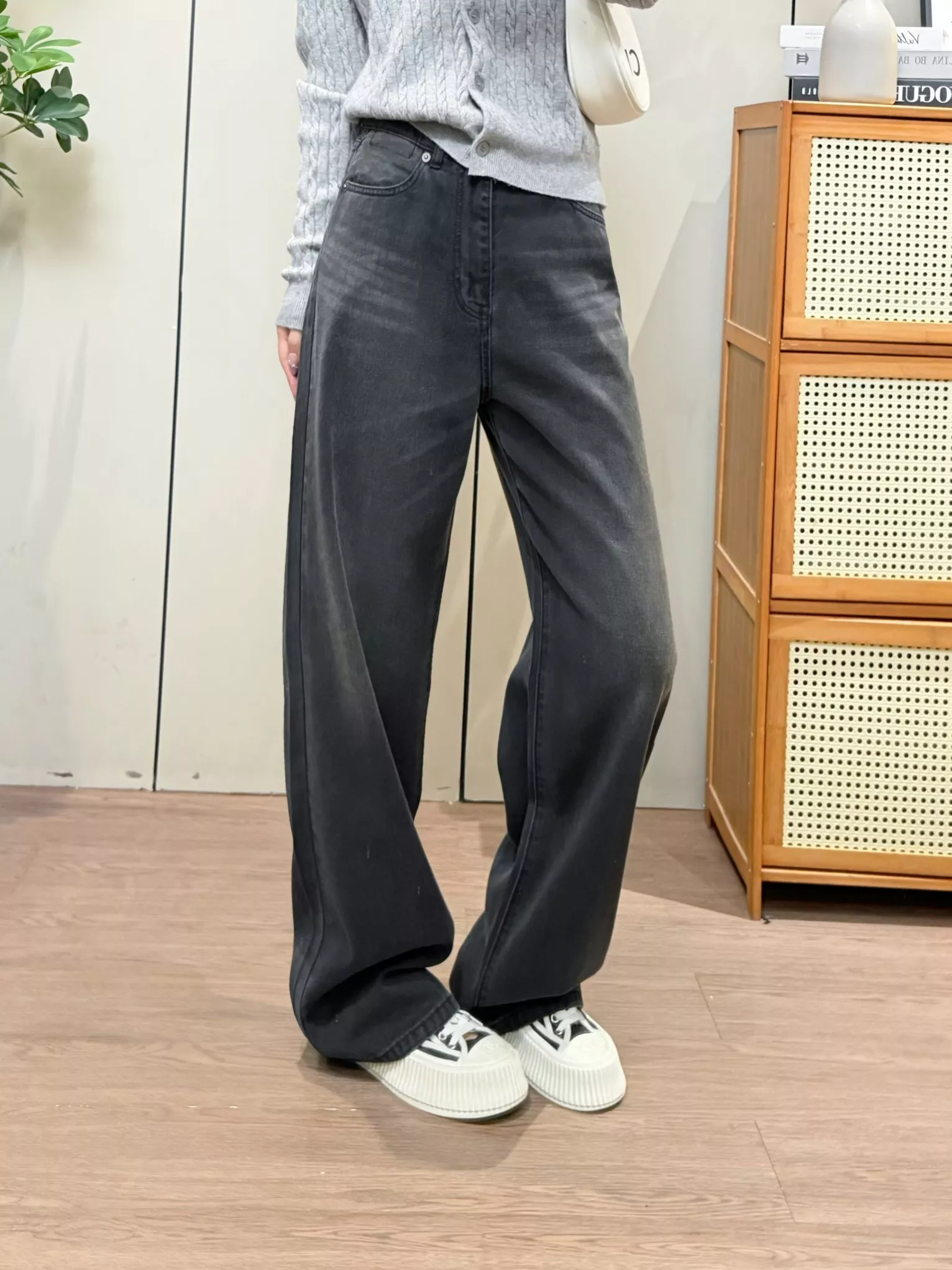 알써틴 하이웨이스트 워싱 스트레이트 데님 팬츠 상세 이미지 31