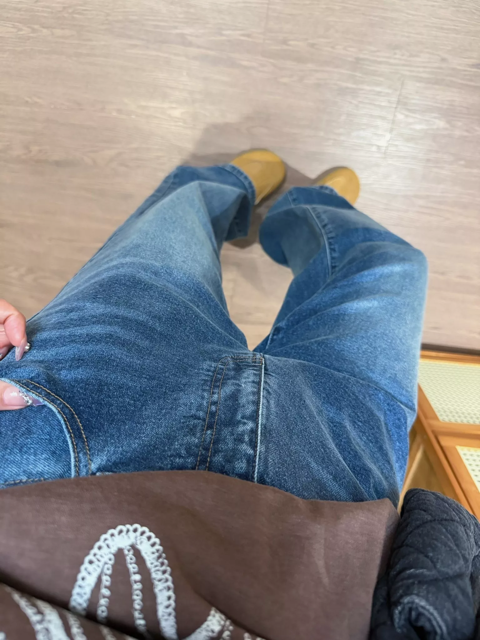 알써틴 하이웨이스트 워싱 스트레이트 데님 팬츠 상세 이미지 44