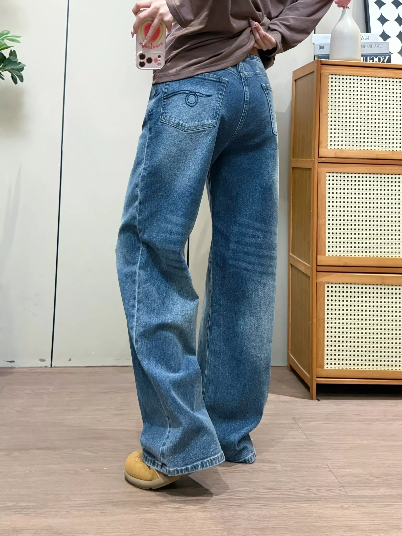 알써틴 하이웨이스트 워싱 스트레이트 데님 팬츠 상세 이미지 43
