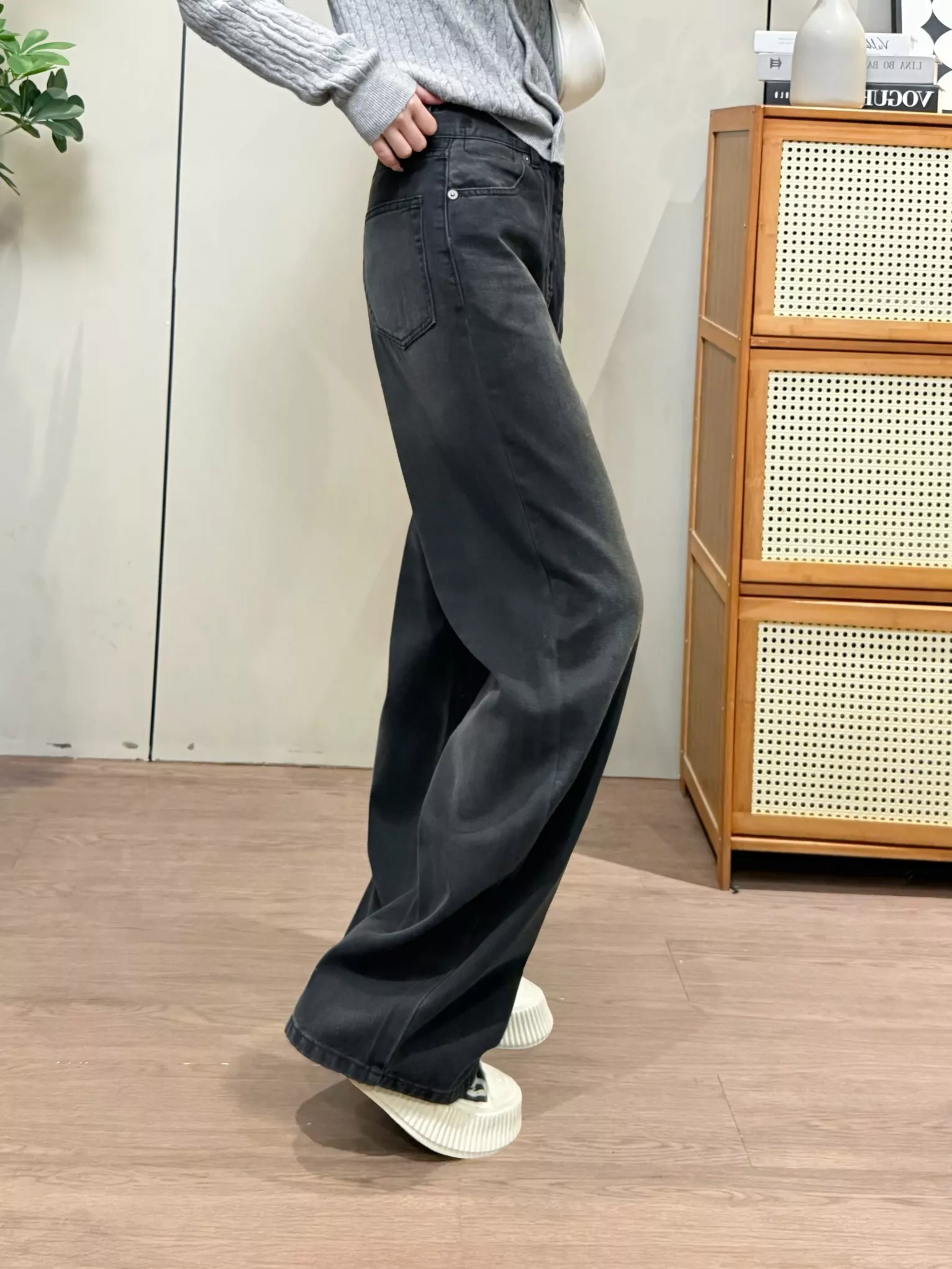 알써틴 하이웨이스트 워싱 스트레이트 데님 팬츠 상세 이미지 36