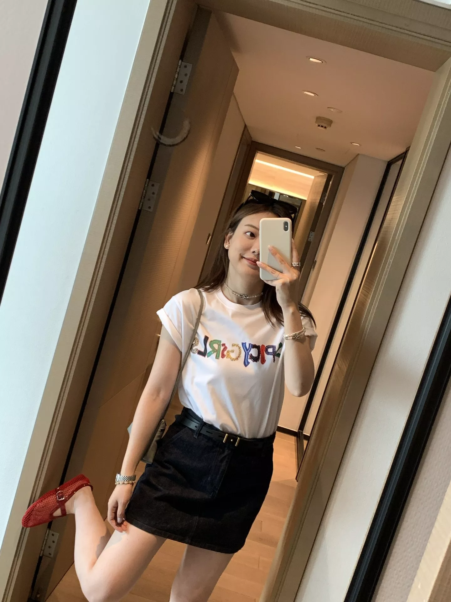 쇼트센텐스 레터링 핸드드로잉 코튼 반소매 티셔츠 상세 이미지 22