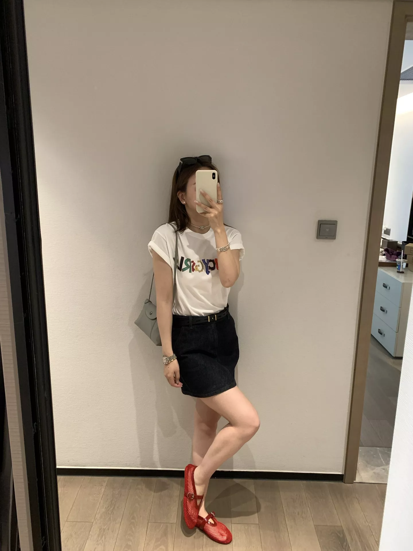 쇼트센텐스 레터링 핸드드로잉 코튼 반소매 티셔츠 상세 이미지 27