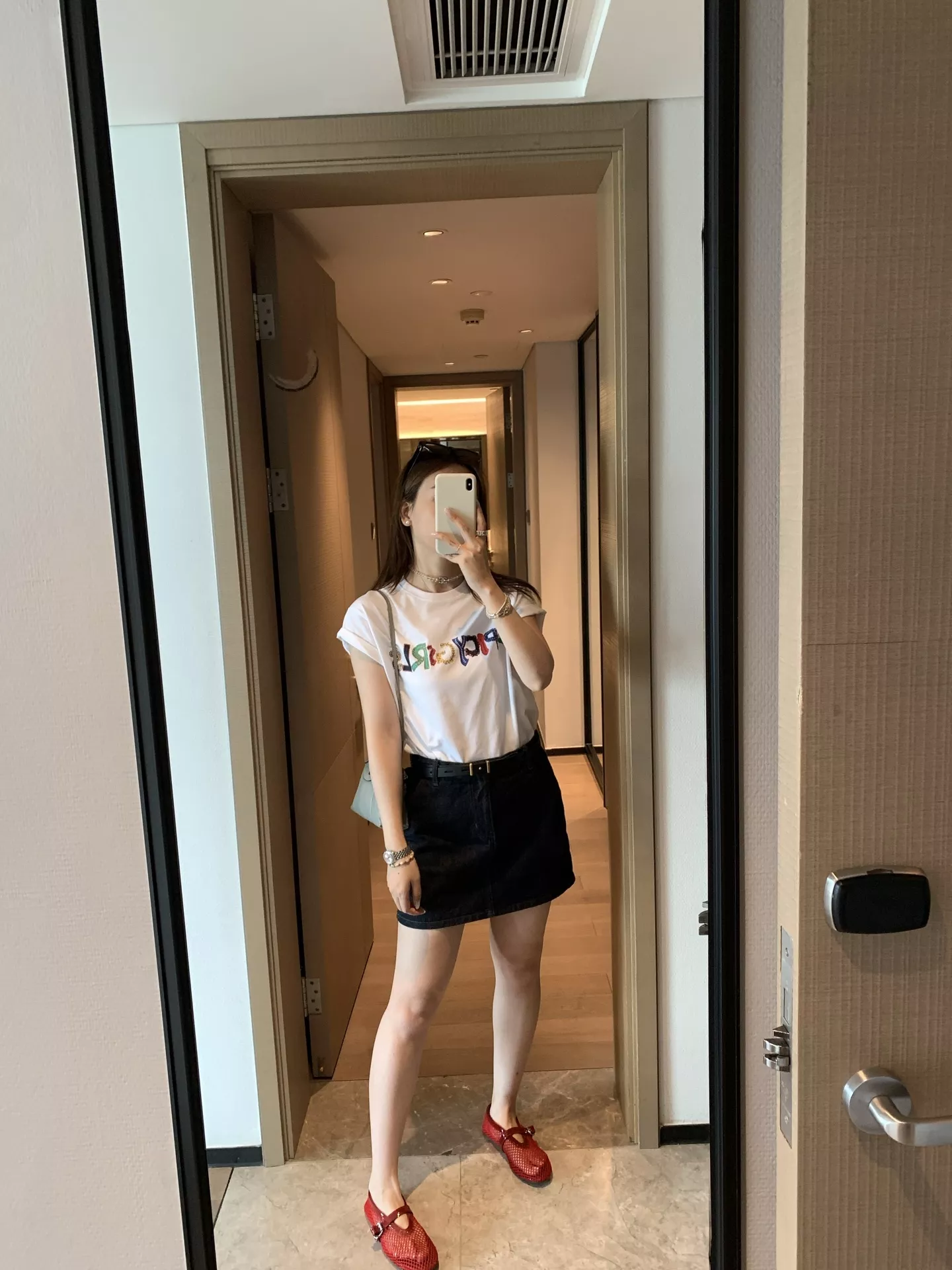 쇼트센텐스 레터링 핸드드로잉 코튼 반소매 티셔츠 상세 이미지 21