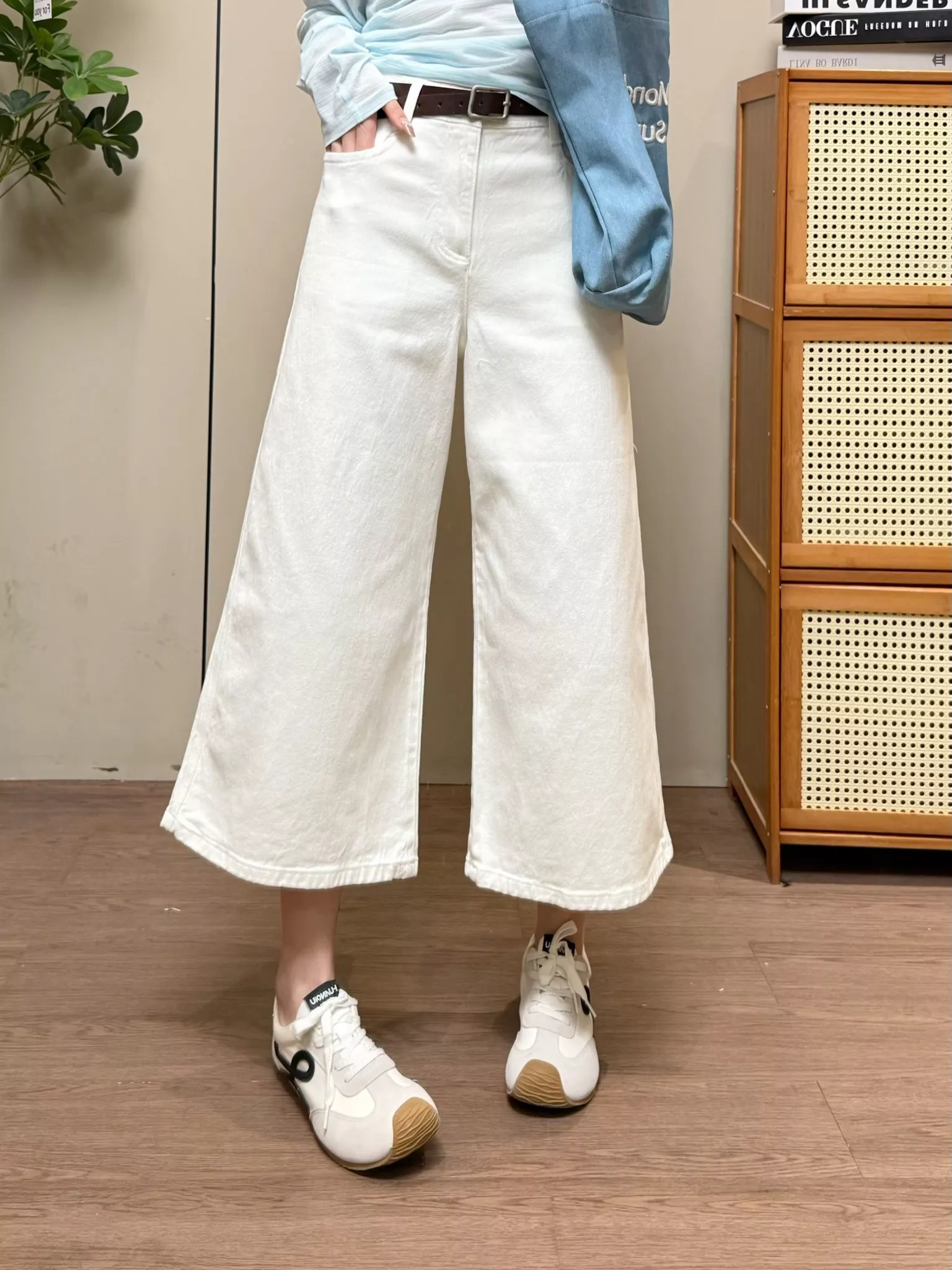 아이시클 하이웨이스트 크롭 와이드 데님 팬츠 상세 이미지 39