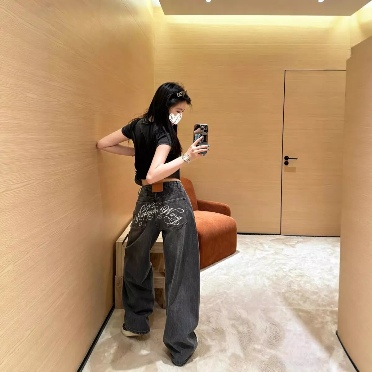 알렉산더왕 워싱 워터드롭 장식 커브드 데님 팬츠 상세 이미지 46