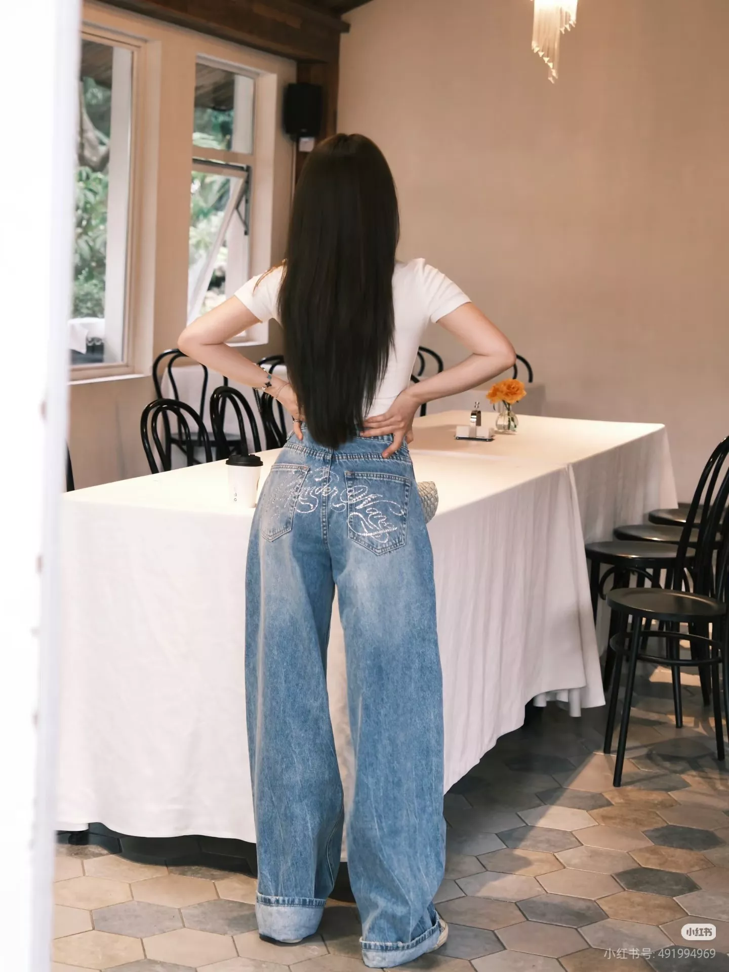 알렉산더왕 워싱 워터드롭 장식 커브드 데님 팬츠 상세 이미지 56