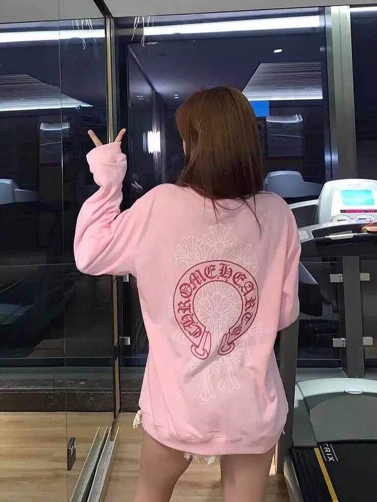 크롬하츠 핑크 호스슈 로고 코튼 맨투맨 티셔츠 상세 이미지 15