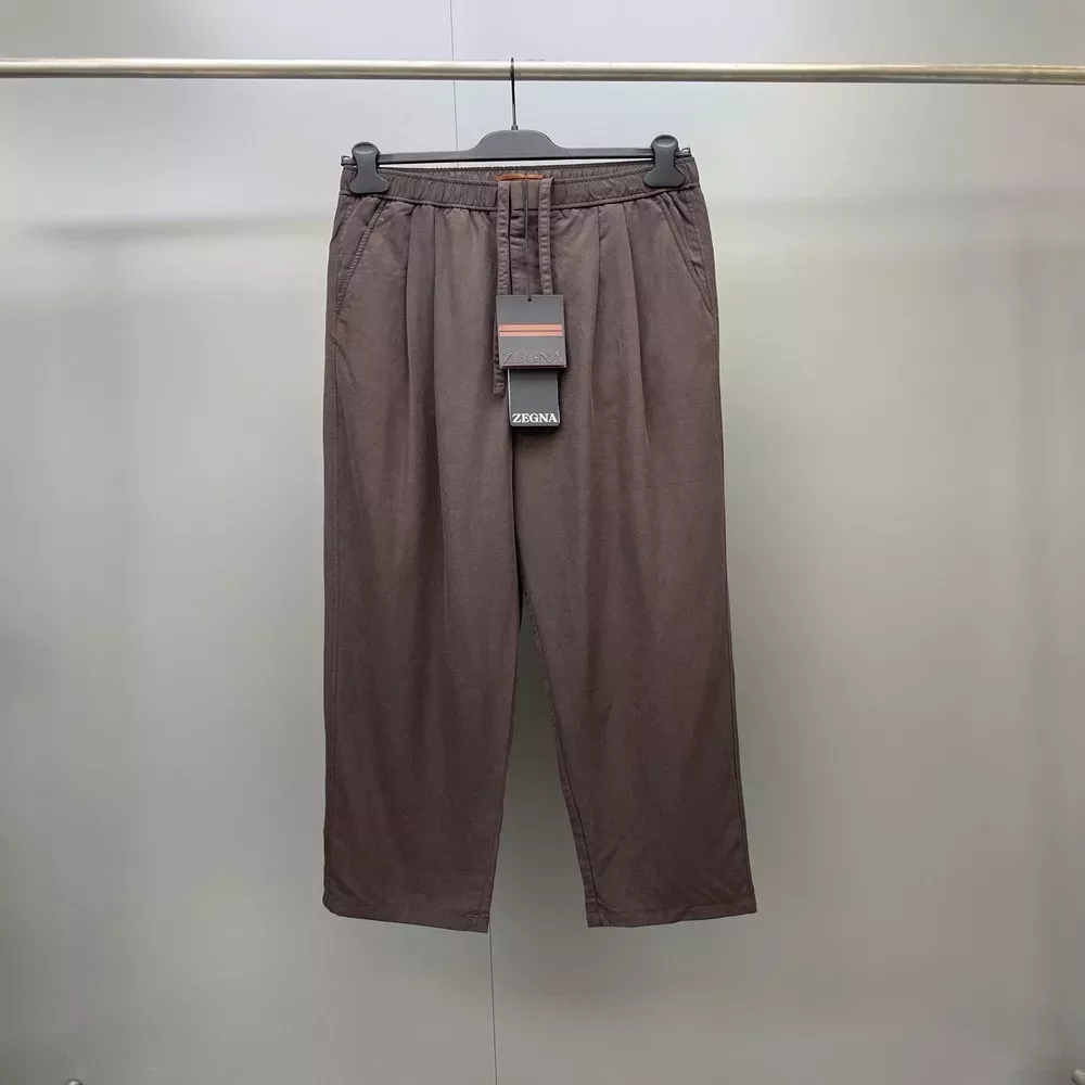 제냐 아세테이트 린넨 드로스트링 밴딩 캐주얼 팬츠