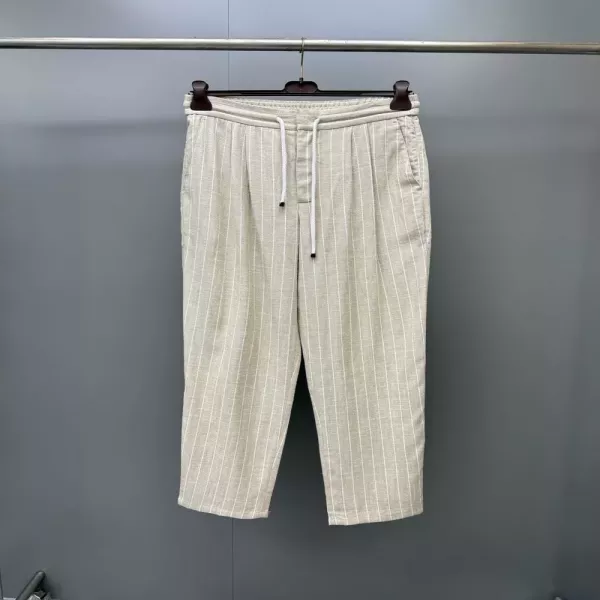 브루넬로쿠치넬리 사선결 린넨 혼방 드로스트링 슬랙스 팬츠