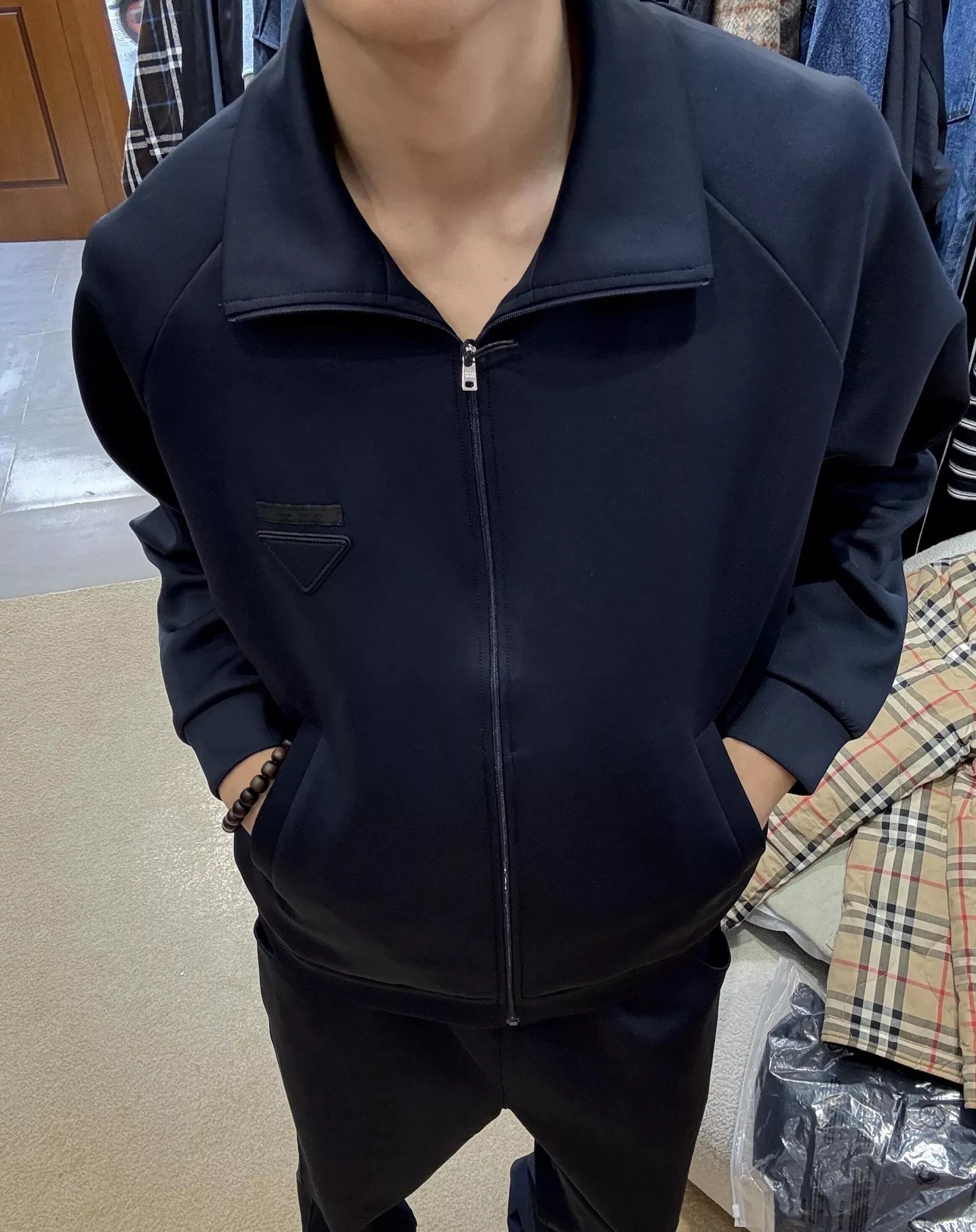 프라다 지퍼 디테일 직물 집업 재킷 상세 이미지 26