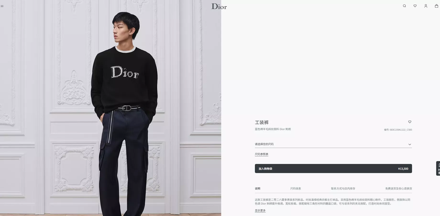 디올 포켓 디테일 공용 카고 팬츠 상세 이미지 13