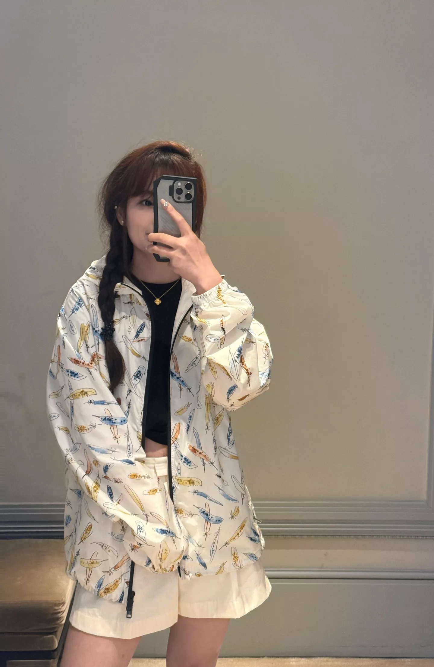 버버리 깃털 프린트 나일론 클랩튼 후드 재킷 상세 이미지 22