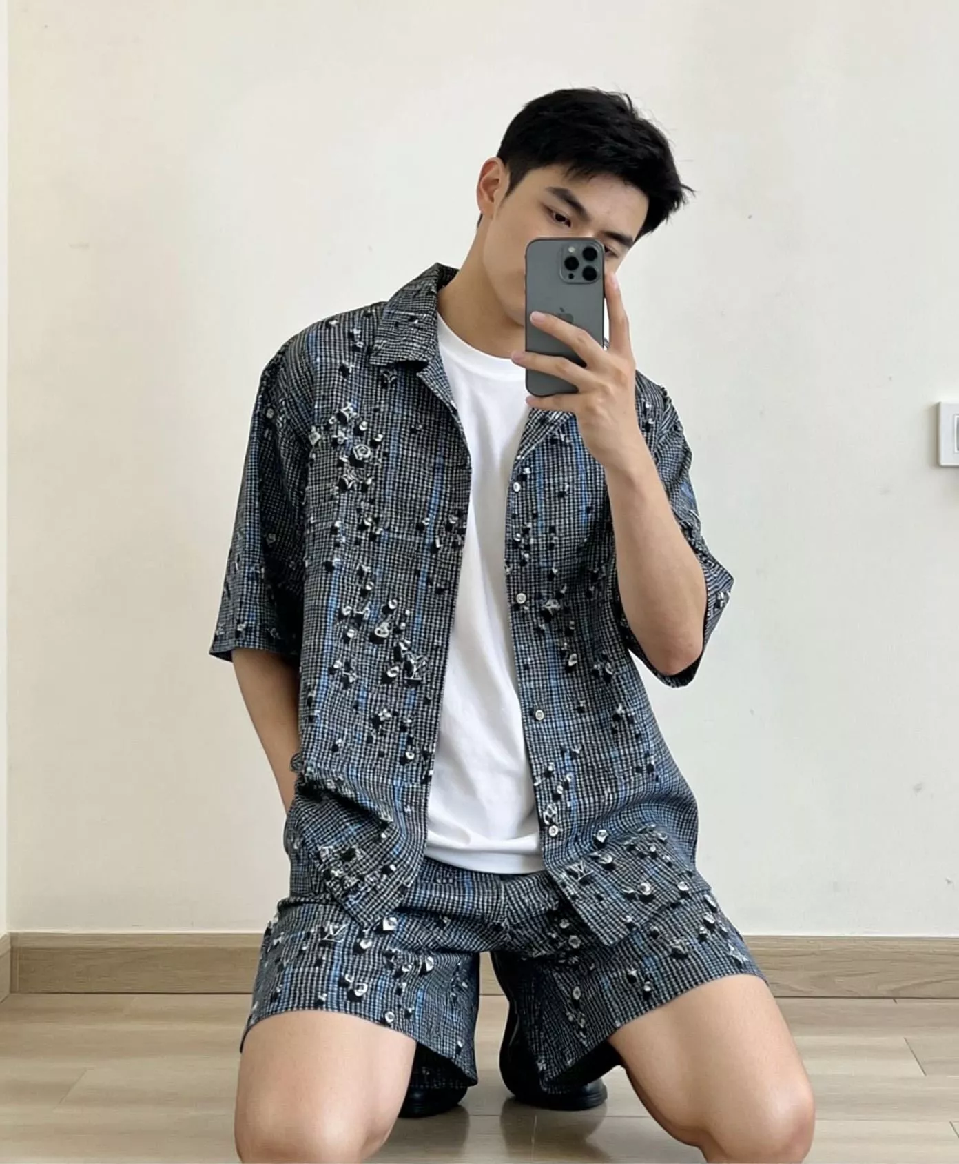 루이비통 모노그램 워터드롭 반소매 셔츠 상세 이미지 13