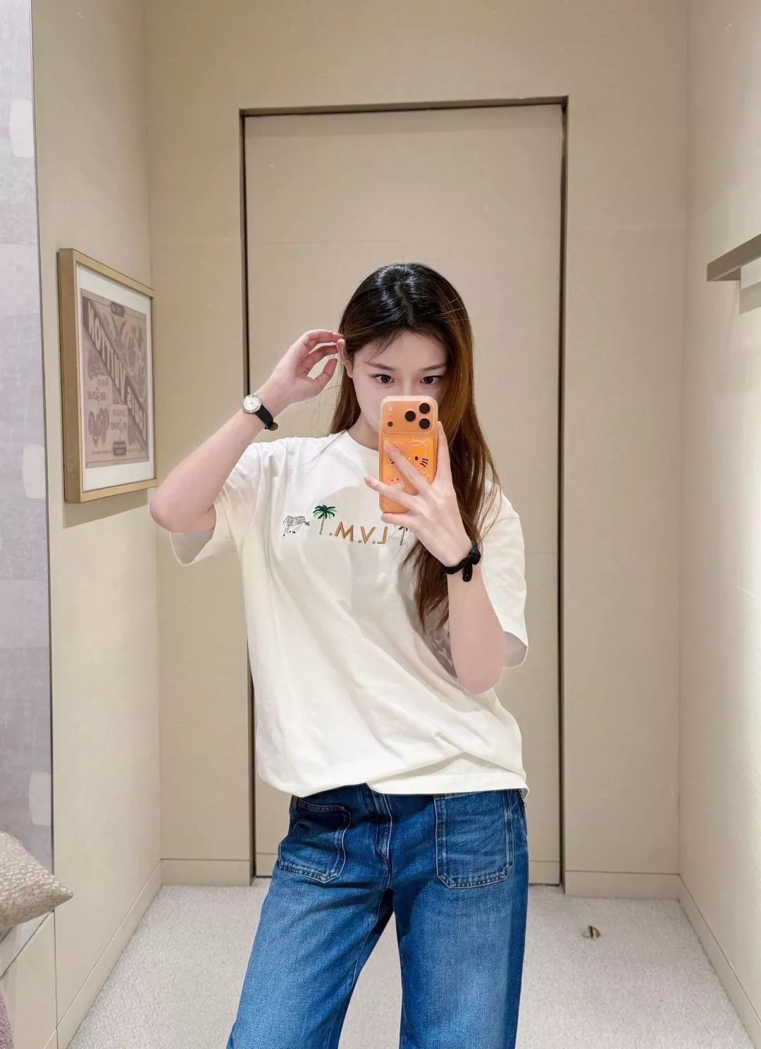 루이비통 애니멀 자수 루즈핏 반소매 티셔츠 상세 이미지 11