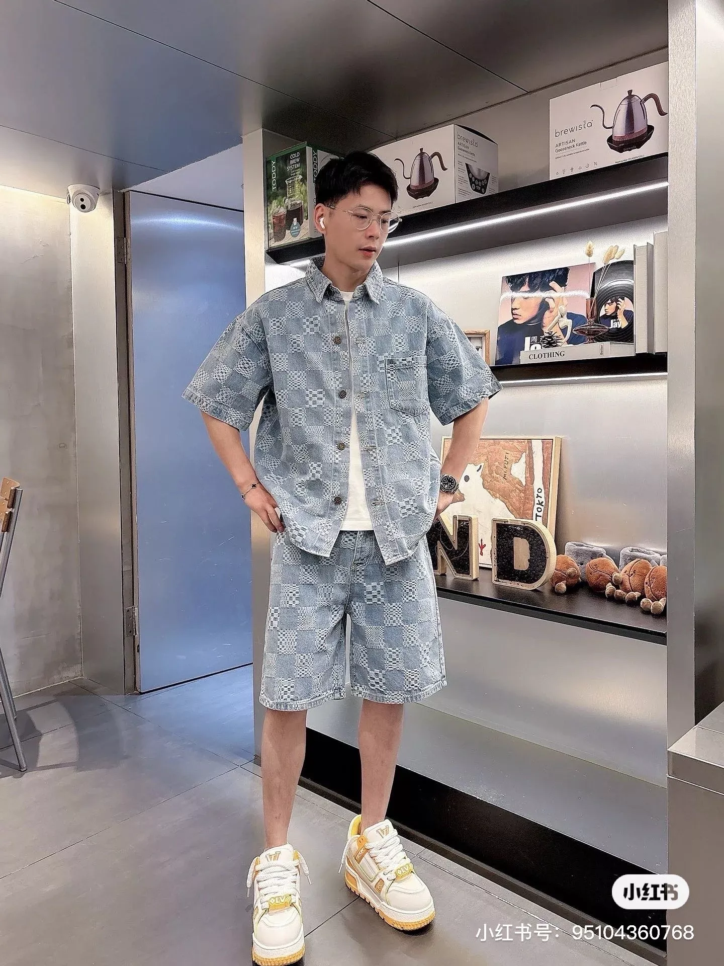 루이비통 체커보드 자카드 데님 하프 팬츠 상세 이미지 15