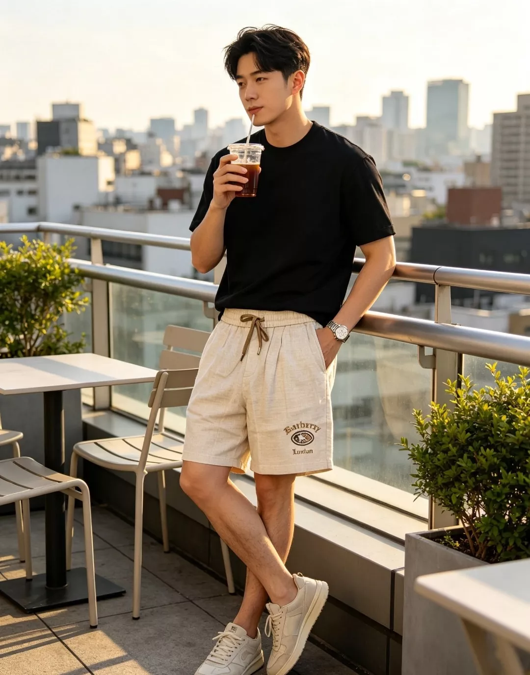 버버리 체크 자수 로고 린넨 블렌드 하프 팬츠 상세 이미지 11