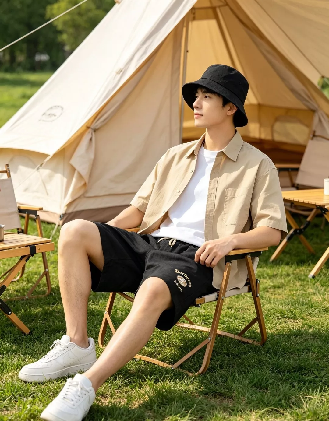 버버리 체크 로고 자수 린넨 블렌드 하프 팬츠 상세 이미지 11