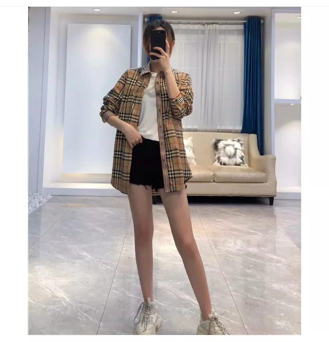 버버리 체크 패턴 스트라이프 트림 긴소매 셔츠 상세 이미지 18