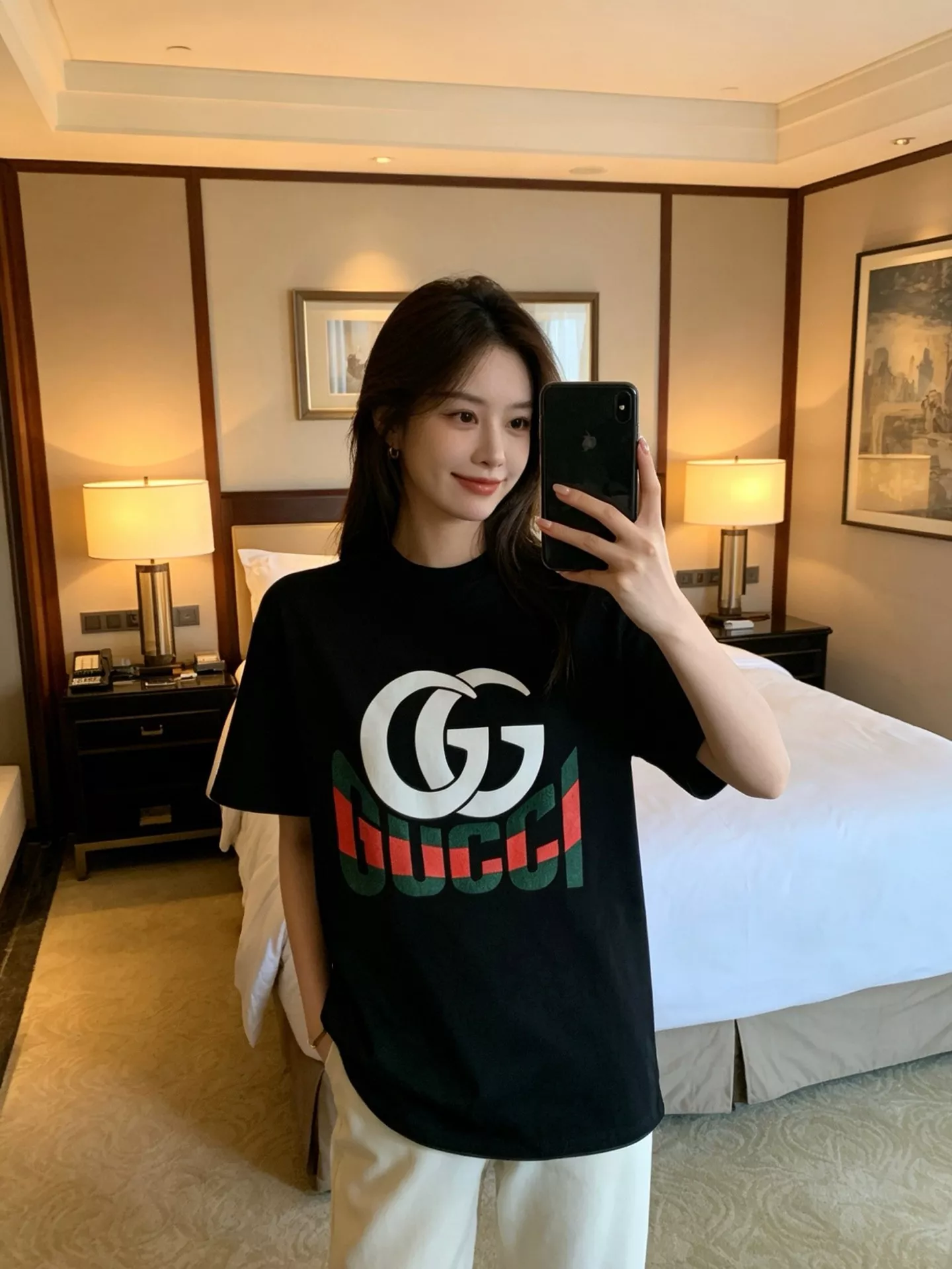 구찌 GG 패치 레드그린 자수 반소매 티셔츠 상세 이미지 11