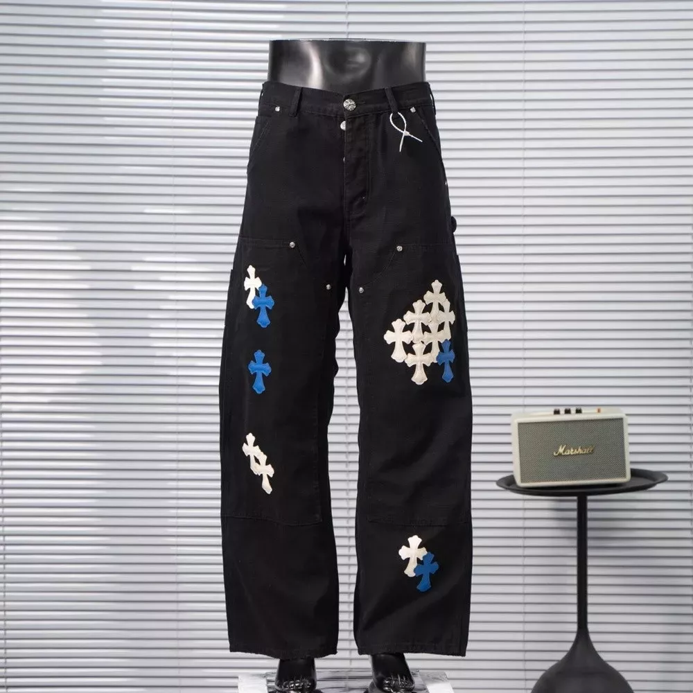 크롬하츠 크로스 패치 워싱 카펜터 데님 팬츠