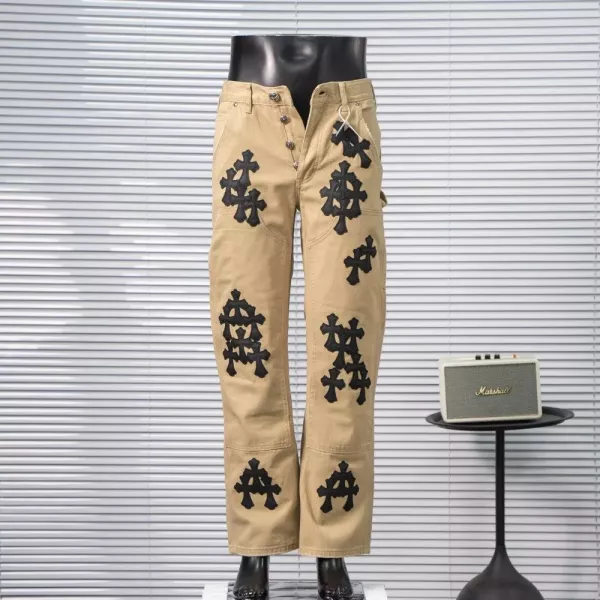 크롬하츠 워시드 크로스 패치 카펜터 데님 팬츠