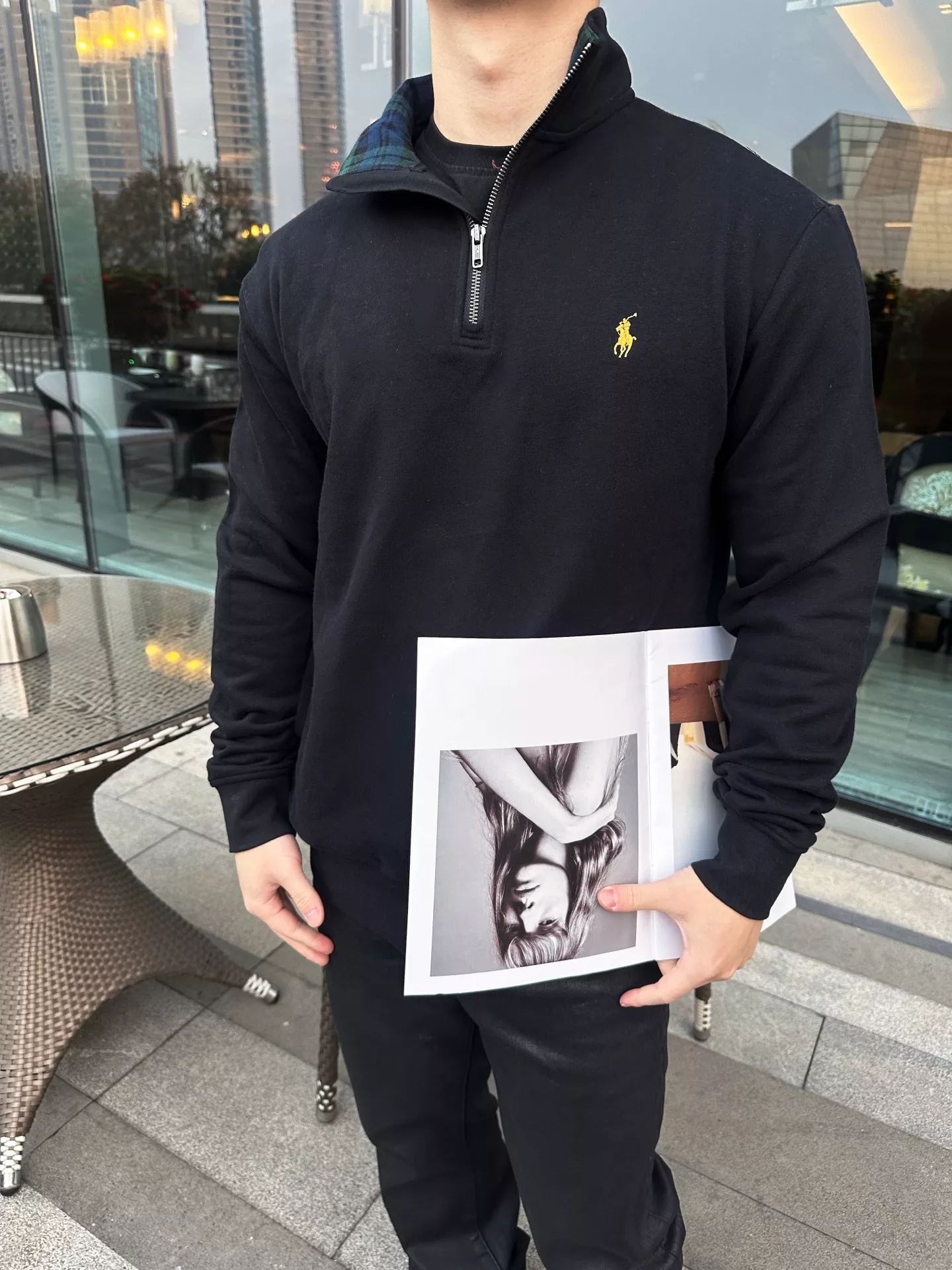 랄프로렌 금색 자수 하프집업 반하이넥 맨투맨 티셔츠 상세 이미지 13