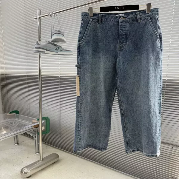 로에베 스웨이드 패치 스트레이트 데님 팬츠