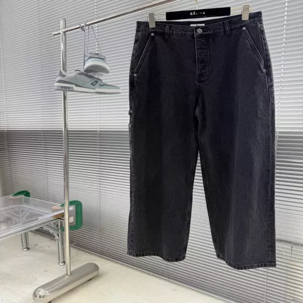 로에베 스웨이드 패치 스트레이트 데님 팬츠