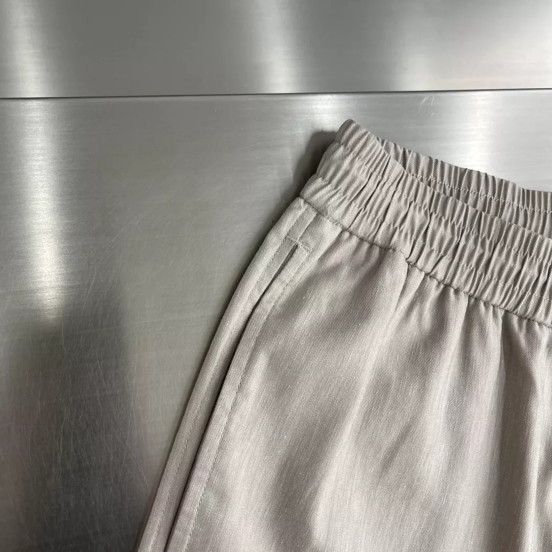 로로피아나 카키 린넨 혼방 밴딩 캐주얼 팬츠 상세 이미지 4